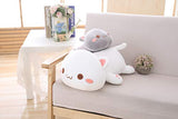 35-65 Kawaii Lying Cat Plush Toys Stuffed Cute Cat Doll Lovely Animal Pillow Soft Cartoon Toys for Children Girls (Grey Close Eyes,35cm)