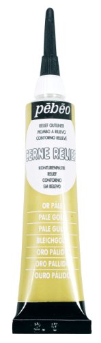 Pebeo Vitrail Stained Glass Effect Cerne Relief 20-Milliliter Tube with Nozzle , Pale Gold