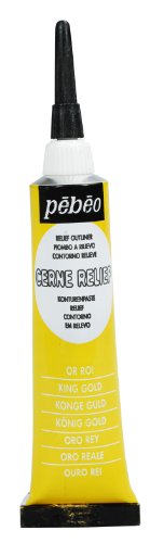 Pebeo Vitrail Stained Glass Effect Cerne Relief 20-Milliliter Tube with Nozzle , King Gold