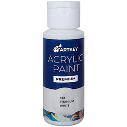 Artkey White Acrylic Paint - 2oz/59ml Acrylic Paints Professional Artists Painting Kit for Canvases Fabric Rock Leather Easter Egg Wood Ceramic Glass Art Craft Painting