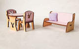 Wonderful living room set for 6″ doll can be a gift for girl - 1:12 scale wood furniture - miniature table, chair for dollhouse