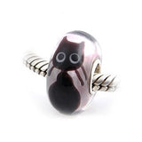 Cute Kitty Cat Artisan Glass Bead Sterling Silver Single Core for Kitten Memory Charm European