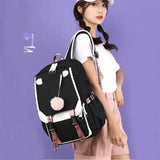 Backpacks For Teen Girls With USB Port,black cute backpack Can Hold 15.6in Notebook,Tablets.Girls Backpack Can Be Used As Gift for Students Or Friends(Black+Pink)