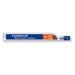 Staedtler Micro Mars Carbon Mechanical Pencil Lead, 0.9 mm, B, 60 mm x 12 (250 09 B)