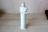 Miniature Gypsum Statue With Column. Dollhouse Decor White Sculpture Bust Pillar