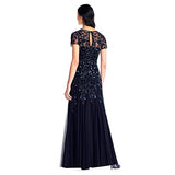 Adrianna Papell Women's Floral Beaded Godet Gown, Twilight, 2