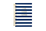 Graphique Navy Stripe Hard Bound Journal, 160 Ruled Pages, Blue & White Striped Inspirational "Make Things Happen" Cover & Embellished w/ Gold Foil, 6.25" x 8.25" x 1"
