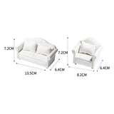 F Fityle Set of Dollhouse Sofa & Armchair, Dolls House Furniture Couch & Chair - Pure White - 1/12 Scale