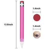 Giant Pencil, 14 Inch Jumbo Pencils, Funny Big Novelty Pencil for Prop/Gifts/Decor by BUSHIBU(Rose Red)