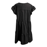 Ulanda-Dresses for Women, Women's Casual Dresses Summer Flowers Bell Sleeve Ruffle Hem Loose Swing Tunic Midi Dress