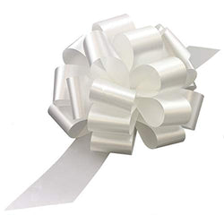 Large White Ribbon Pull Bows - 9" Wide, Set of 6, Bows for Gifts, Mother's Day, Valentine's Day,