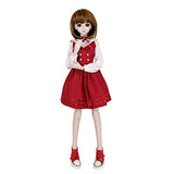 EVA BJD 1/3 SD Doll 24" Ball Jointed Gift BJD Doll +Makeup +Full Set School Uniform Girls (Short Brown Hair)