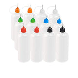 BENECREAT 12 Pack 4 Ounce Multi Purpose DIY Precision Tip Applicator Bottles Set - DIY Quilling, Glue Applicator, Oiler Bottle 6 Colors (12 Tips)
