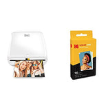 Kodak 2"x3" Premium Zink Photo Paper (100 Sheets) & Step Wireless Mobile Photo Mini Printer (White) Compatible w/ iOS & Android, NFC & Bluetooth Devices