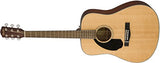 Fender CD-60S Dreadnought Acoustic Guitar, Walnut Fingerboard, Natural, Left-Hand