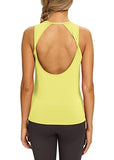Mippo Workout Tank Tops for Women Open Back Yoga Tops Backless Workout Shirts Muscle Tank Athletic Running Gym Tank Tops Loose Fit Sports Gym Clothes for Women Yellow S