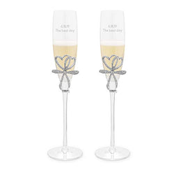 Things Remembered Personalized 6 OZ. Silver Bow Toasting Flute Set with Engraving Included