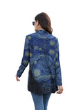 Oil Painting Shirt Van Gogh Gift Starry Night Long Open Front Cardigans for Women Long Sleeve Clothing Lightweight Sweater