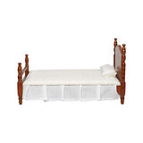 Inusitus Miniature Dollhouse Bed - Dolls House Furniture Queen Bed - 1/12 Scale (Medium-White-Fabric)