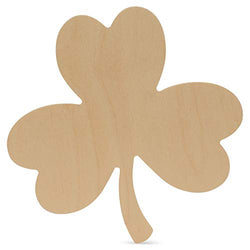 St Patricks Day Decorations, Unfinished Wood Shamrock Cutout, 6 Inches, Wooden Clover Décor, Pack of 1, by Woodpeckers