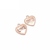 MagiDeal LOVE on the Heart Charms - 20x18mm - Metal Antique Bronze, Silver, Gold, Rose gold Colors,