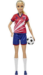 Barbie Soccer Doll, Blonde Ponytail, Colorful #9 Uniform, Soccer Ball, Cleats, Tall Socks, Great Sports-Inspired Gift for Ages 3 and Up