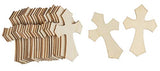 Unfinished Wood Cutout - 50-Pack Antique Cross Shaped Wood Pieces for Wooden Craft DIY Projects,
