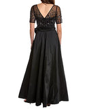 Adrianna Papell Women's Beaded Mesh and Taffeta Gown, Black, 6