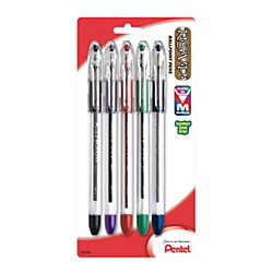 Pentel(R) R.S.V.P.(R) Ballpoint Pens, Fine Point, 0.7 mm, Clear Barrel, Assorted Ink Colors, Pack