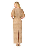 Adrianna Papell Women's Beaded Surplice Gown, Champagne Gold, 8