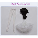 Ballet Girls 1/4 Bjd Doll Ball Joint SD Dolls Fashion Dress Up with White Skirt Suit+ Wig Girl Best Gift for Birthday