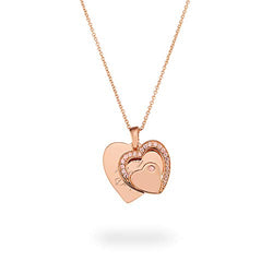 Things Remembered Personalized Rose Gold Sterling Silver Double-Heart Necklace with Engraving Included
