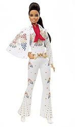 Barbie Signature Elvis Presley Doll (12-in) with Pompadour Hairstyle, Wearing “American Eagle” Jumpsuit, Gift for Collectors