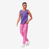 Ken Doll, Barbie Looks, Black Hair, Color Block Outfit, Purple Mesh Top with Pink Pants, Style and Pose, Fashion Collectibles