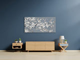 Wall Art for Living Room 100% 3D Hand-Painted Flower Oil Painting On Canvas Minimalist style Gallery Large Unframe Floral Plum Blossom Tree Gray White Artwork for Home Bedroom Decor 24"x48"
