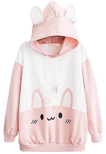 Cosplay Ladies Anime Hoody Hoodie Ears Costume Raccoon Teddy Panda Emo Bear T Shirt Top Shirt (White)