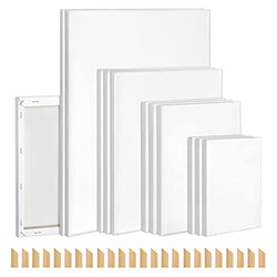 Canvas Set - Canvas for Painting - Canvas Frame Stretcher Frame - Blank Canvas Panels in Different Sizes - Suitable for Artists, Amateurs, Beginners and Children (12-Piece Set)