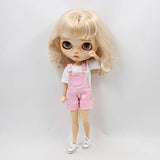 Original Doll Clohtes Outfit, White T-Shirt and Pink Short Dungarees, Doll Dress Up for 1/6 12inch Blythe Doll or ICY Doll- Fortune Days (Pink)