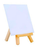 MEEDEN 4 by 4 Inch Mini Canvas Panels Combined with 3 by 5 Inch Tiny Wood Easels Set for Paintings Craft Small Acrylics Oil Projects, Pack of 12
