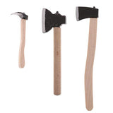 JIDOANCK 3Pcs/Set 1/12 Mini Wooden Chopper Hatchet Doll House Miniature Axe Tools Toy,Miniature Doll House Furniture and Accessories - 1