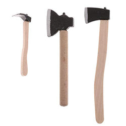 JIDOANCK 3Pcs/Set 1/12 Mini Wooden Chopper Hatchet Doll House Miniature Axe Tools Toy,Miniature Doll House Furniture and Accessories - 1