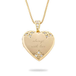 Things Remembered Personalized Gold Tone Pave Heart Locket with Engraving Included