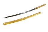 Handmade Sharp Japanese Samurai Shirasaya Katana Sword w/ High Gloss Wood Saya