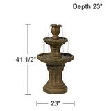 John Timberland Tuscan Garden Classic Rustic Outdoor Floor Fountain and Waterfalls 41 1/2" High 3 Tiered Decor for Garden Patio Backyard Deck Home Lawn Porch House Relaxation Exterior Balcony