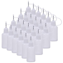 Foraineam 48 Pack 30ml Precision Tip Applicator Bottle Quilling DIY Craft Needle Tip Squeeze Bottle Glue Bottle Applicator (White)