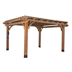 Backyard Discovery Beaumont 14 ft. x 12 ft. All Cedar Wooden Pergola Kit for Backyard, Deck, Garden, Patio, Outdoor Entertaining | Wind Rated at 100 MPH