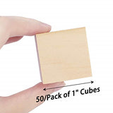 Unfinished Wood Craft Cubes, 1 Inch Natural Wood Blocks, Pack of 50 Wood Square Blocks, Wooden Cubes for Arts and Crafts and DIY Projects