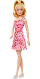 Barbie Fashionistas Doll #205 with Blond Ponytail, Wearing Pink and Red Floral Dress, Platform Sandals and Hoop Earrings