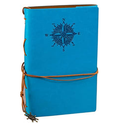 Vintage Leather Dairy Journal for Writing, Notebook Refillable Journals Diary Planner Writing A6 for Men & Women, No Lines, 7 x 5 inches, 80 Sheets/ 160 Pages(Sky Blue)