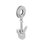 CKK V Hand Sign Charm Fits Pandora Bracelet Authentic 925 Sterling Silver Beads for Jewelry